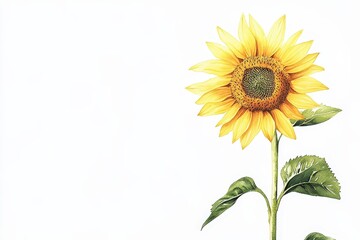 Obraz premium Detailed illustration of a vibrant sunflower against a white backdrop.