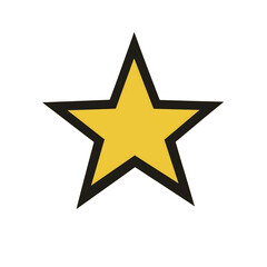 Obraz premium Vibrant Yellow Star Icon for Award and Achievement: Eye-Catching Graphic Design Element with Black Outline