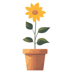 Obraz premium Flower on pot illustration sunflower design vector