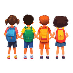 Fototapeta premium Children backpacks illustration diverse vector