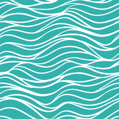 Sea waves seamless pattern. Abstract vector background with wavy lines. Minimalist geometric allover print with hand drawn fluid texture