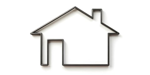 Obraz premium Double Exposure House Cutout Black Line Note Border - Surreal Photography, Artistic Home Image, Black and White Line Art, Simple House Silhouette, Abstract House Design