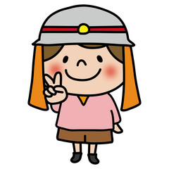 消防士の帽子を被る子供（女の子1）