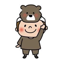 お遊戯会でクマのお面を被った男の子