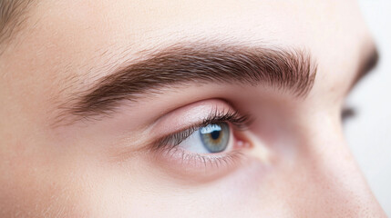 Obraz premium Close-up photo of a model male with well-groomed, beautiful eyebrows