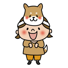 お遊戯会で犬のお面を被った女の子