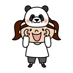 お遊戯会でパンダのお面を被った女の子
