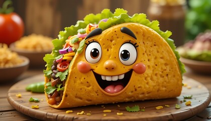 Happy Taco Tuesday: Delicious Cartoon Taco with Yummy Fillings