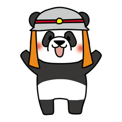 消防士の帽子を被るパンダ