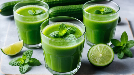 Refreshing cucumber mint detox juice made with fresh ingredients for a healthy lifestyle