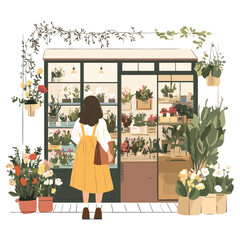 In front of a flower shop flowers illustration gardening  vector