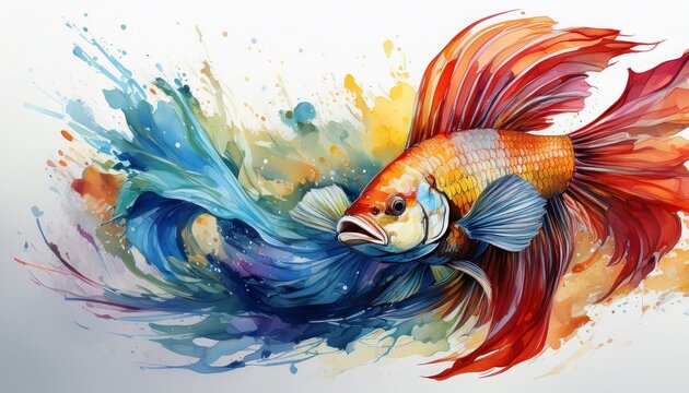 Aquarell Kampffisch
