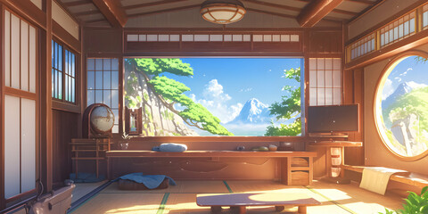 Serene Japanese Room Illustration