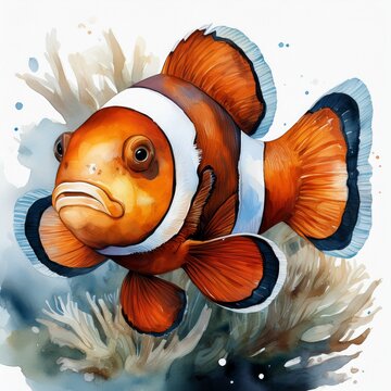 Aquarell Clownfisch 