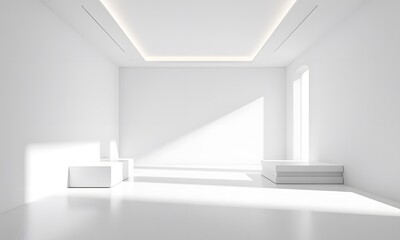 Fototapeta premium A clean and minimalist modern room with white walls.