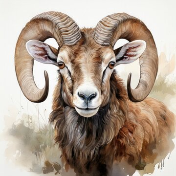 Aquarell Mufflon