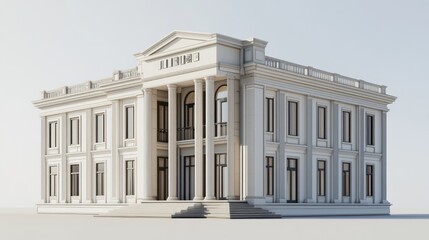 Fototapeta premium Neoclassical Mansion Architectural 3D Model Render