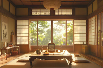 Serene Japanese Room Illustration