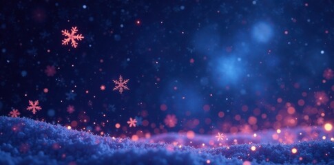 Obraz premium Galactic snowflakes falling on a starry background, galaxy, aurora, flakes
