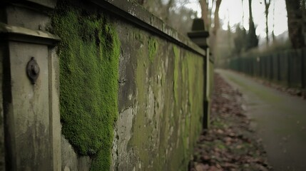 Moss Covered Stone Wall Autumn Path Nature
