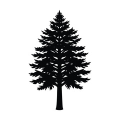 vector illustration of a tree .Lone Pine Tree Silhouette Vector Illustration