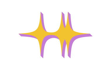 Bold abstract star shape. Modern geometric figure with flat elements and shadow. Iconic symbol of brutalism, y2k aesthetic, and contemporary style. Ideal for decorative purposes graphic projects.