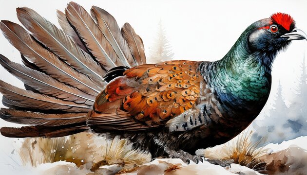 Aquarell Auerhahn