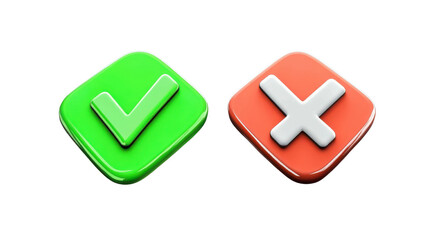 Obraz premium checkmark and cross mark icons on white background.