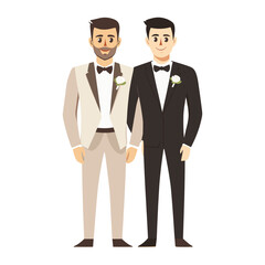 LGBT groom suits illustration wedding vector