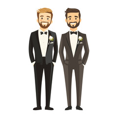 LGBT groom illustration wedding tuxedos vector