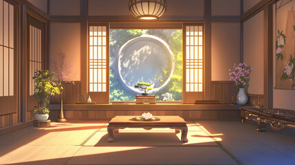Serene Asian Room Illustration