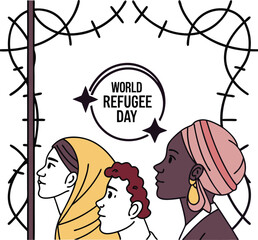 World Refugee Day: a touching illustration that focuses on promoting compassion for people who have been displaced.