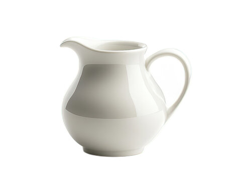 Elegant White Ceramic Creamer with Smooth Curves and Shine