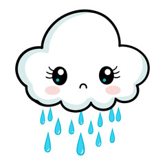 Obraz premium A cute cartoon character white cloud illustration expression style vector