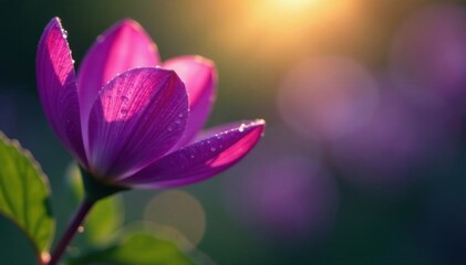 Fototapeta premium Petals of regal purple flowers unfurl in the morning dew, vibrant purple, , blooming flowers