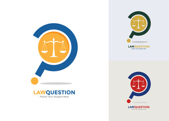 Law question logo vector template. Suitable for education, law firm, attorney, lawyer and business