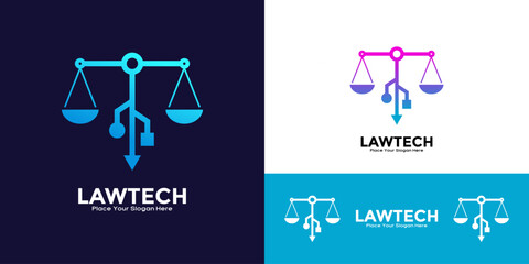 Law tech USB logo vector template. Suitable for technology, digital, law, law firm, attorney