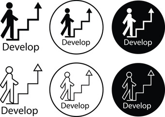Personal development flat, line icon set. Growth mindset ,goal achievement idea. Focus and achievement perfect for business motivation ,personal development concept isolated on transparent background.