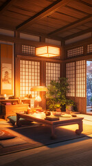 Serene Japanese Room Illustration