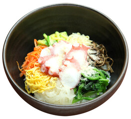 Octopus Slices Bibimbap with Cheddar Cheese Topping