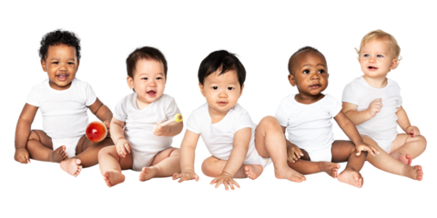 Diverse infants png sticker, transparent background