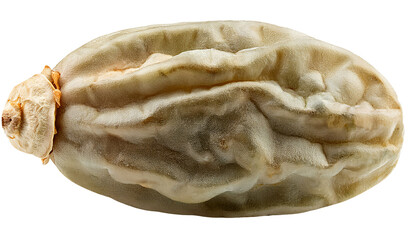dried turkey berry fruit with natural wrinkled texture and pale green skin, close-up herbal ingredient for thai cuisine and medicine on isolated background
