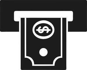 Vector ATM Slot with Cash in Minimal Style