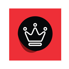 Crown icon stiker vector template with shadow on red background