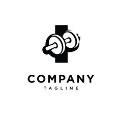 Letter I Dumbbell Logo Icon Vector
