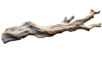 driftwood piece isolated on white background.
