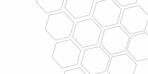 Abstract white vector wallpaper with hexagon grid.3D Futuristic honeycomb mosaic white background. Realistic geometric mesh cells texture.
