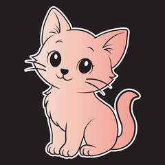 editorial design and vector illustration about Monster in animal with the name pink cat ready to print for stickers