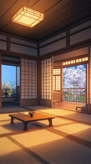 Serene Japanese Room Illustration