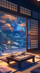 Serene Japanese Room Illustration